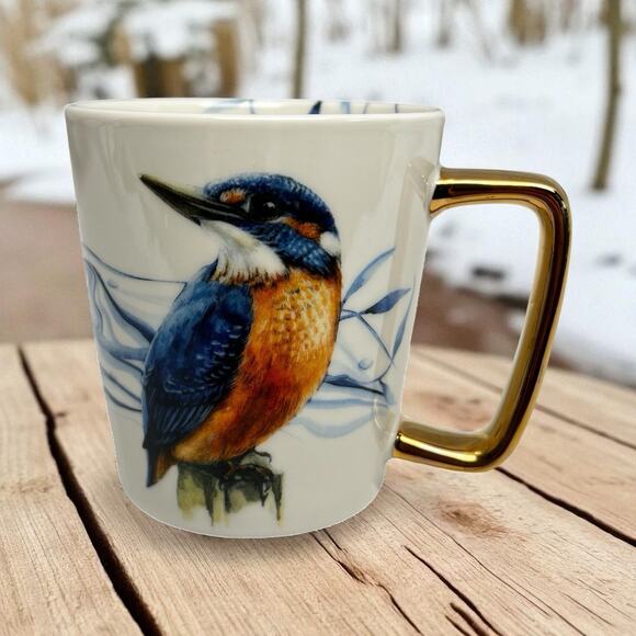 Heinen Delfts Blauw Coffee Tea Cup Mug Golden Ear Kingfisher Beautiful Fun Mug - Picture 1 of 8